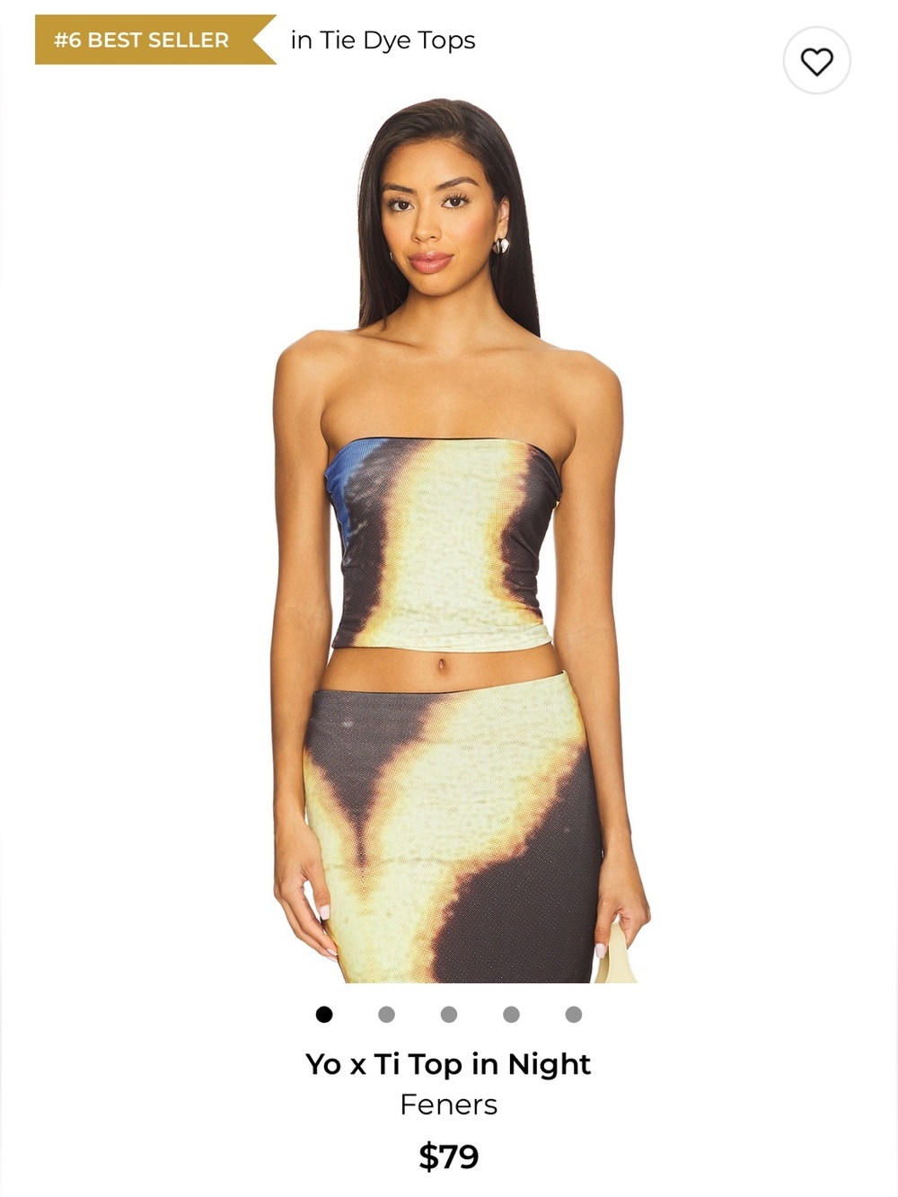 Feners Strapless Crop Top in Yellow & Black